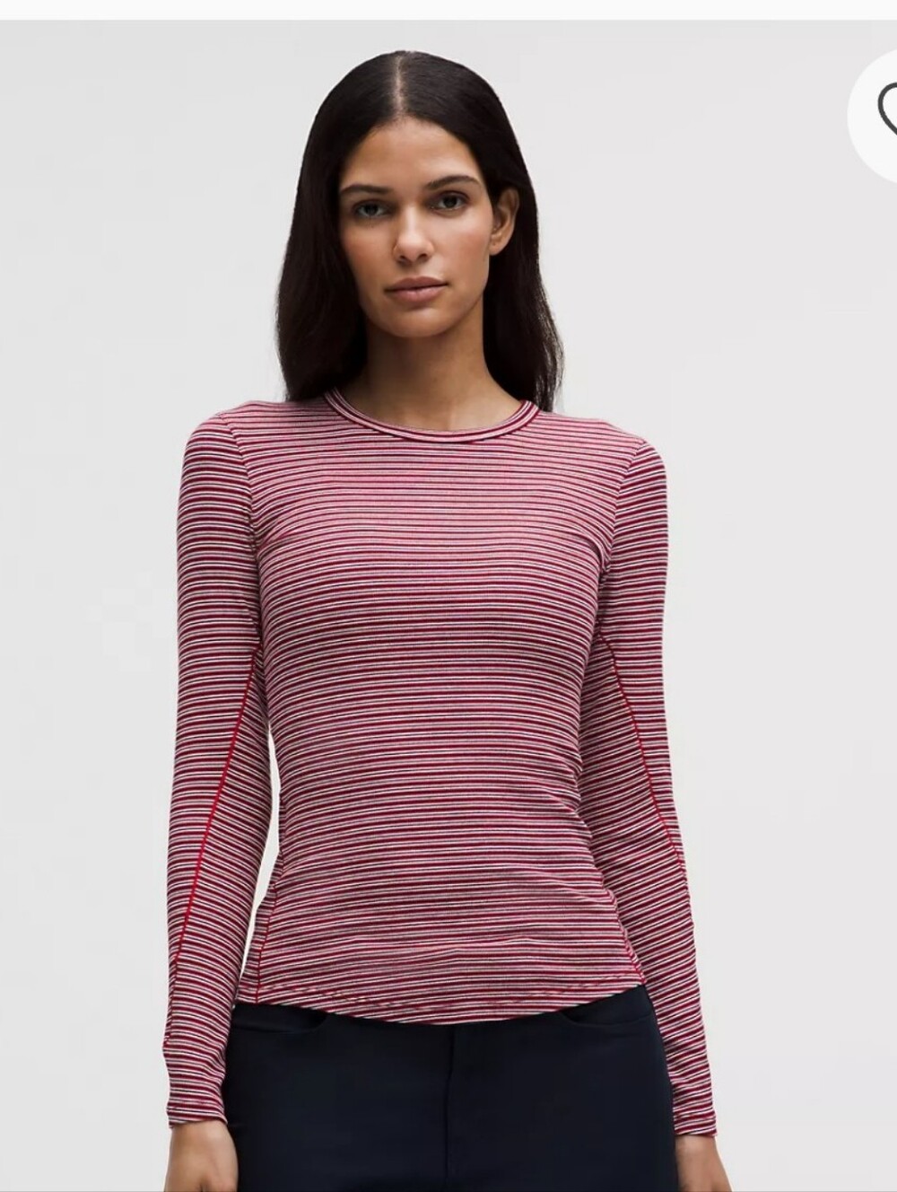 NWT Lululemon Hold Tight Long-Sleeve Shirt Red Stripe Size 14